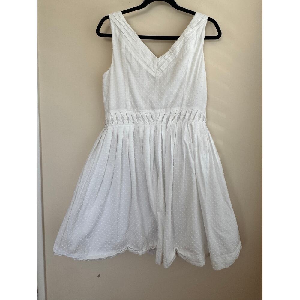 Kate Moss x Topshop Mini Skater Dress White Swiss Dot Cotton Zip Up Sz 12